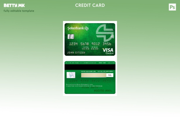 Модерен стил Шаблон за електронска картичка за виза Турција Sekerbank